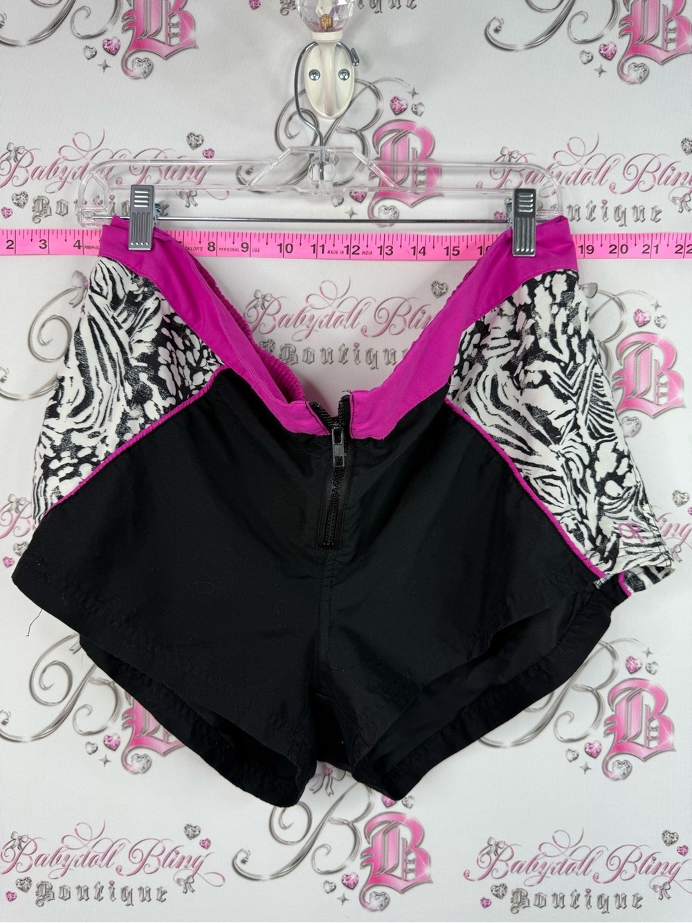 OP Women's Athletic Shorts - Black, Pink, White Zebra